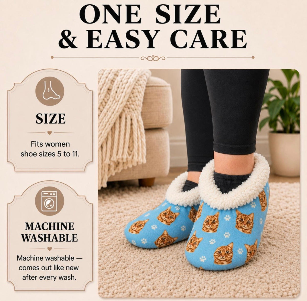 ORANGE TABBY CAT Ladies Non-Slip Slippers COMFIES BRAND By E&S Pets