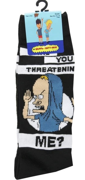 BEAVIS & BUTT-HEAD Men’s Socks 'ARE YOU THREATENING ME?' - Novelty Socks And Slippers