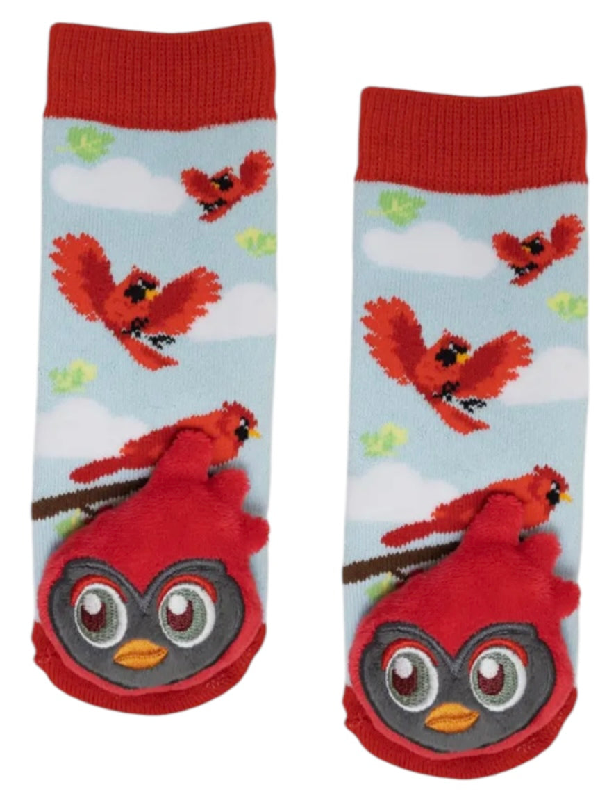 MESSY MOOSE Brand Unisex Baby RED CARDINAL Gripper Bottom Socks - Novelty Socks And Slippers