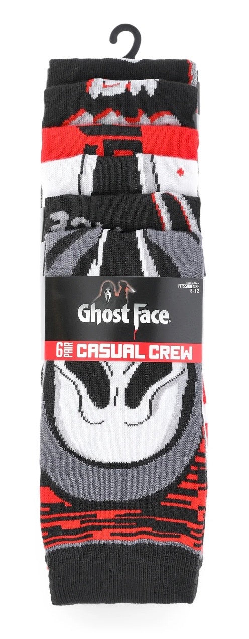 SCREAM The Movie Men’s GHOSTFACE Halloween 6 Pair Of Socks Gift Set BIOWORLD Brand ‘CALL ME’ - Novelty Socks And Slippers