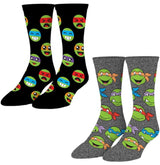 TEENAGE MUTANT NINJA TURTLES Unisex 2 Pair Of Socks ODD SOX Brand - Novelty Socks And Slippers