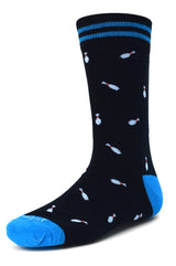 PARQUET Brand Men’s BOWLING Socks BOWLING PINS ALL OVER (CHOOSE COLOR) - Novelty Socks And Slippers