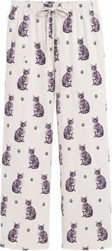 Silver Gray TABBY CAT Adult Unisex PAJAMA BOTTOMS COMFIES Brand By E&S PETS (CHOOSE SIZE)