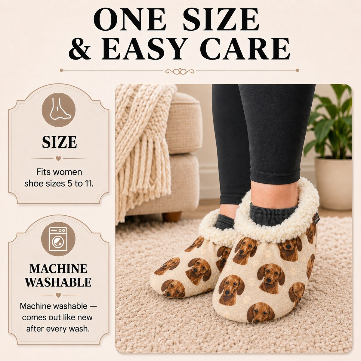 RED DACHSHUND Dog Ladies Non-Slip Slippers COMFIES BRAND By E&S Pets