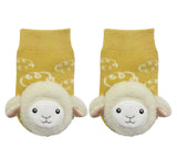 WOOLLY SHEEP LAMB Unisex Baby Rattle Gripper Bottom Socks BOOGIE TOES By Piero Liventi - Novelty Socks And Slippers
