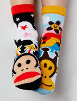 JULIUS The Monkey & CLANCY The Giraffe UNISEX MISMATCHED GRIPPER BOTTOM SOCKS PALS SOCKS Brand By PAUL FRANK (Choose Size) - Novelty Socks And Slippers