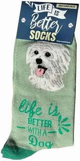 MALTESE Dog Unisex Socks By E&S Pets CHOOSE SOCK DADDY, LIFE IS BETTER - Novelty Socks And Slippers
