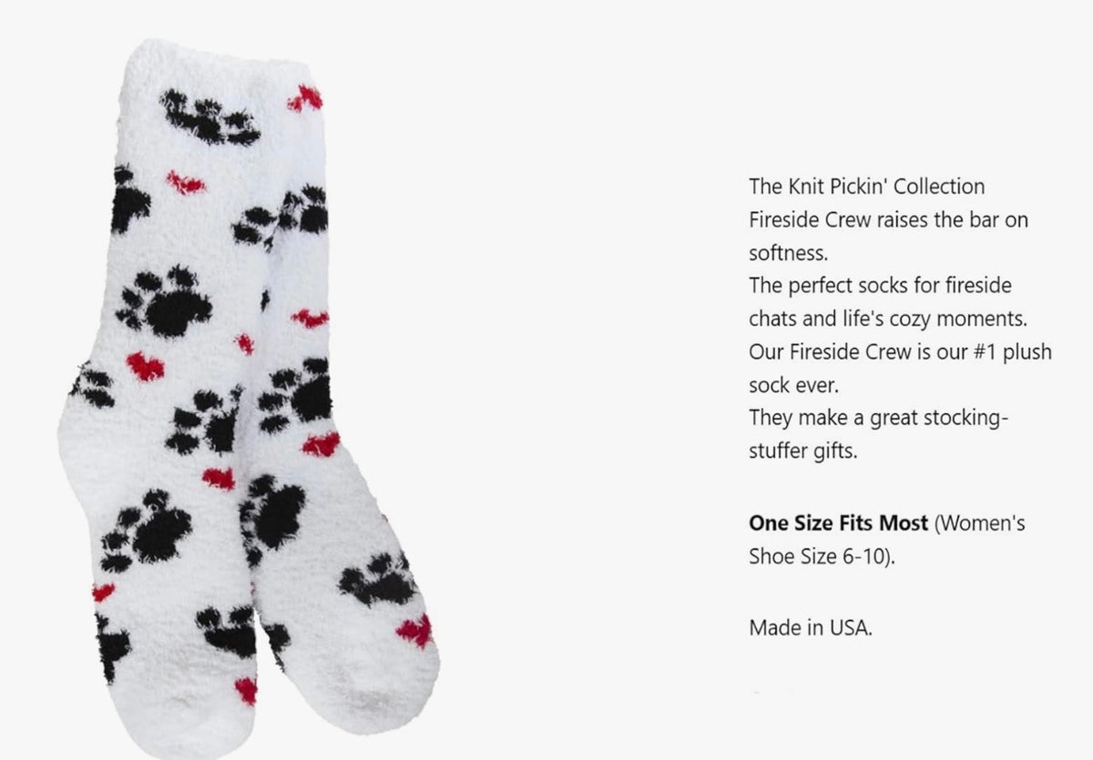 PAW PRINTS & HEARTS Ladies Soft Cozy Socks WORLD’S SOFTEST SOCKS Brand MADE IN THE USA! - Novelty Socks And Slippers
