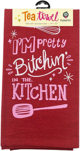 I’M PRETTY BITCHIN’ IN THE KITCHEN KITCHEN TEA TOWEL FUNATIC BRAND - Novelty Socks And Slippers