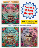 FUNNY COFFEE SAYINGS Set Of 3 Swedish Dishcloths ‘FUCK DECAF’ Steam Middle Finger