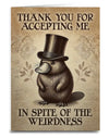 Cute Thank you Greeting Card THANK YOU FOR ACCEPTING ME IN SPITE OF MY WEIRDNESS - Novelty Socks And Slippers
