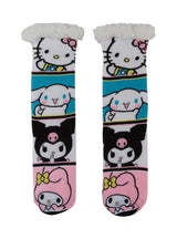 SANRIO HELLO KITTY Ladies Sherpa Lined Gripper Bottom Slipper Socks KUROMI, CINNAMOROLL - Novelty Socks And Slippers