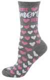 MeMoi Brand Ladies BEST MOM EVER Socks HEARTS ALL OVER - Novelty Socks And Slippers