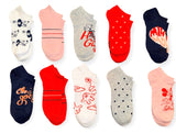 DISNEY Ladies MINNIE MOUSE 10 Pair Of Low Show Socks ‘HAPPY GIRL’ - Novelty Socks And Slippers
