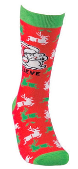 PRIMITIVES BY KATHY UNISEX SANTA CHRISTMAS Socks ‘I BELIEVE’ - Novelty Socks for Less