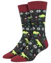 SANTASAURUS REX Men’s CHRISTMAS DINOSAUR Socks SOCKSMITH Brand - Novelty Socks And Slippers