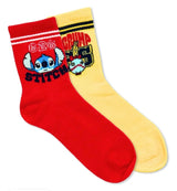DISNEY STITCH Ladies 2 Pair Of Crew Socks With SCRUMP