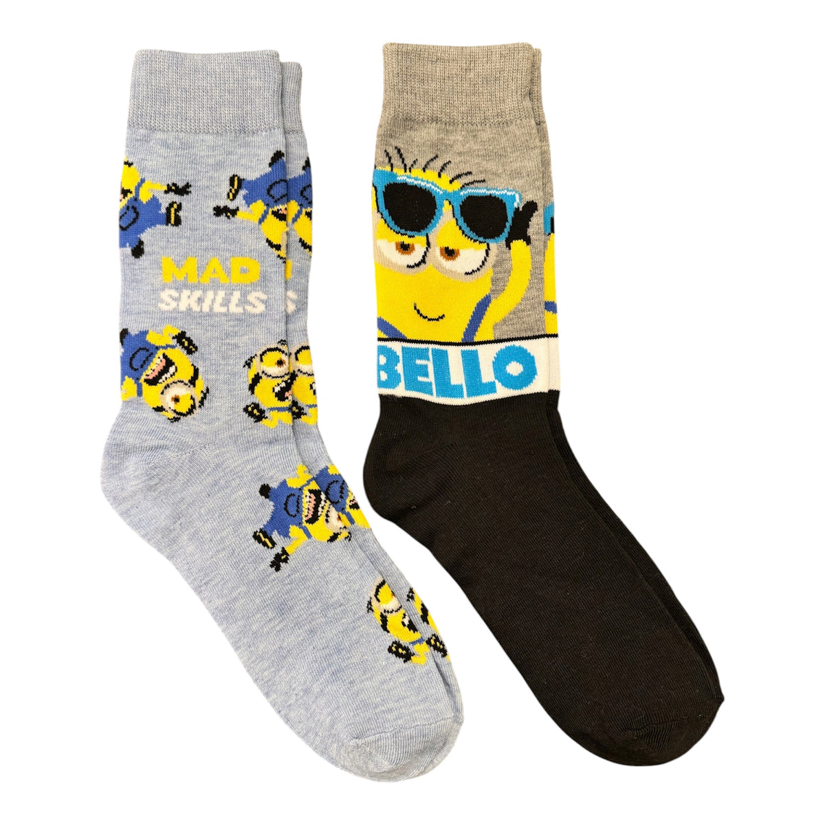 DESPICABLE ME Men’s MINIONS 2 Pair Of Socks ‘MAD SKILLS’ ‘BELLO’ ILLUMINATION