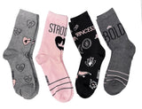 DISNEY PRINCESS LADIES 4 PAIR OF SOCKS ‘STRONG AT HEART’ 'BE BOLD' - Novelty Socks And Slippers