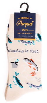 PARQUET Brand Men’s FISHING Socks ‘KEEPING IT REEL’ - Novelty Socks for Less