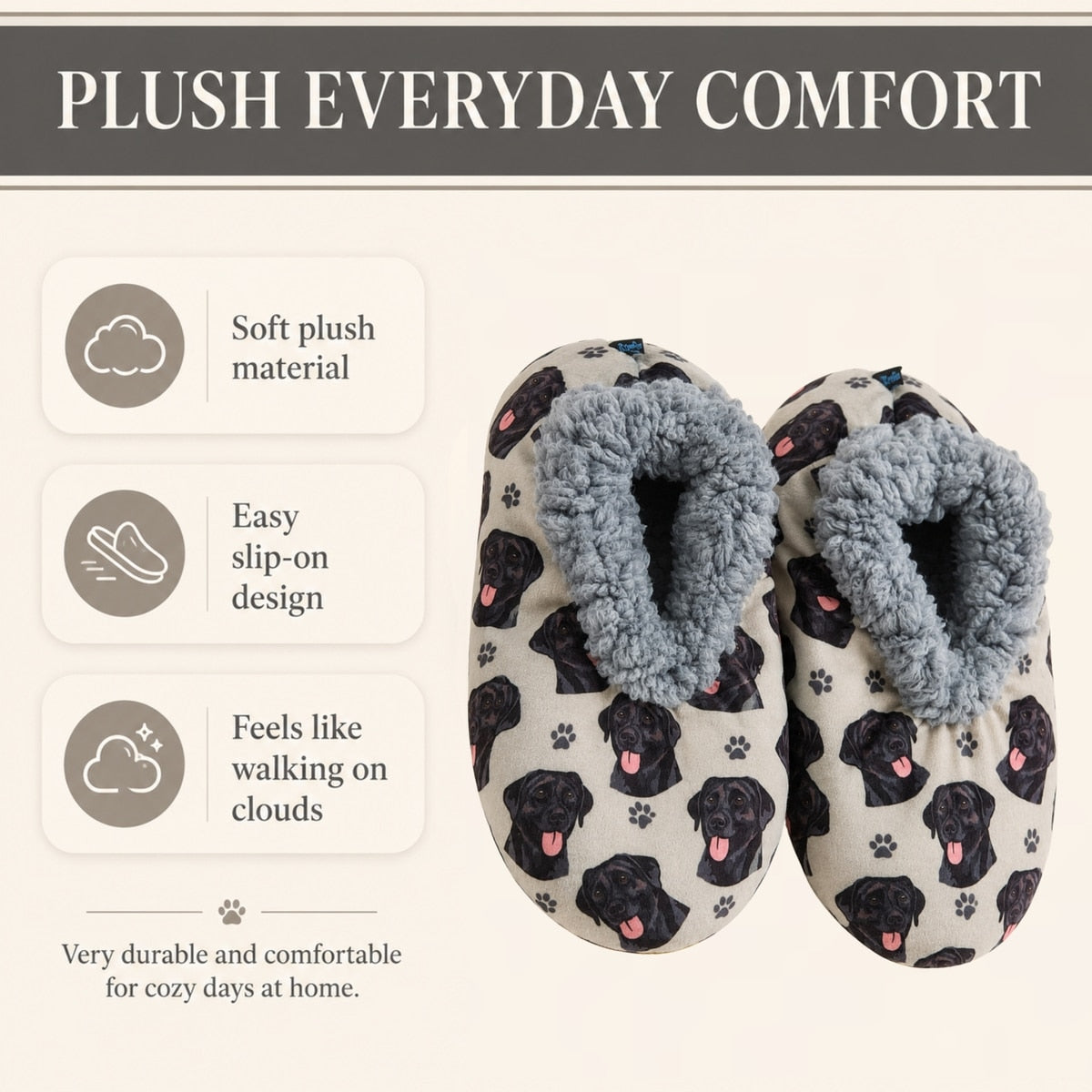 BLACK LABRADOR Dog Ladies Non-Slip Slippers COMFIES BRAND By E&S Pets