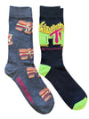 MTV MUSIC TELEVISION Men’s 2 Pair Of Socks MTV LOGO & BURGER - Novelty Socks And Slippers