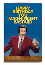 ANCHORMAN Movie Birthday Sassy Greeting Card HAPPY BIRTHDAY YOU MAGNIFICENT BASTARD - Novelty Socks And Slippers