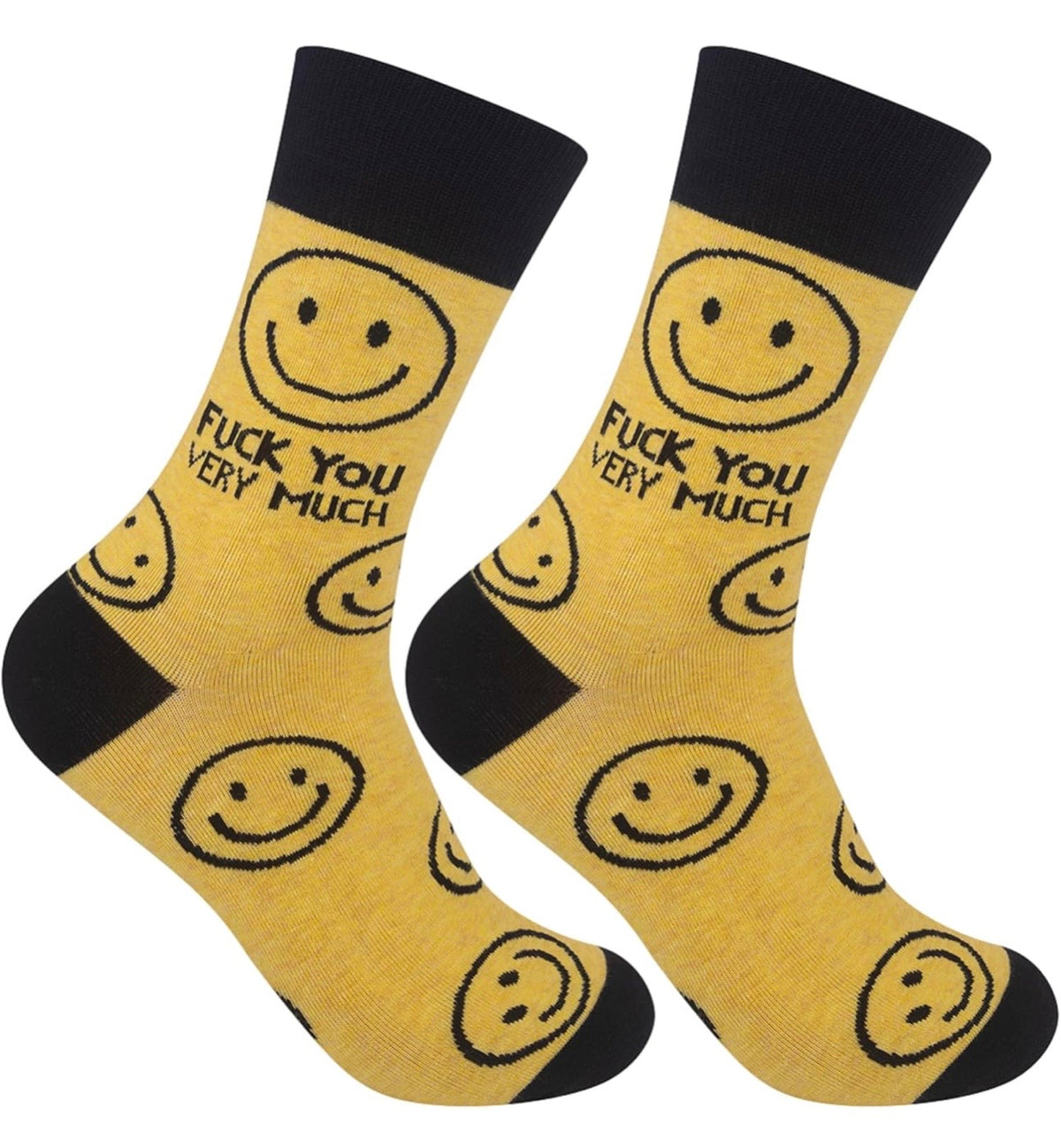 FUCK YOU VERY MUCHAdult Unisex Socks With SMILEY FACES FUNATIC Brand - Novelty Socks And Slippers