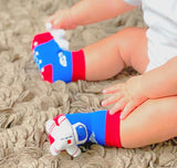 BOOGIE TOES Unisex Baby ASTRONAUT Rattle GRIPPER BOTTOM Socks By PIERO LIVENTI - Novelty Socks And Slippers