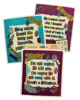 TRUE CRIME FUNNY SAYINGS Set Of 3 Swedish Dishcloths ‘They Never Found The Body And Honestly, Good For Her’