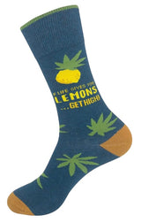 FUNATIC Brand Unisex MARIJUANA Socks ‘WHEN LIFE GIVES YOU LEMONS…GET HIGH’ - Novelty Socks And Slippers