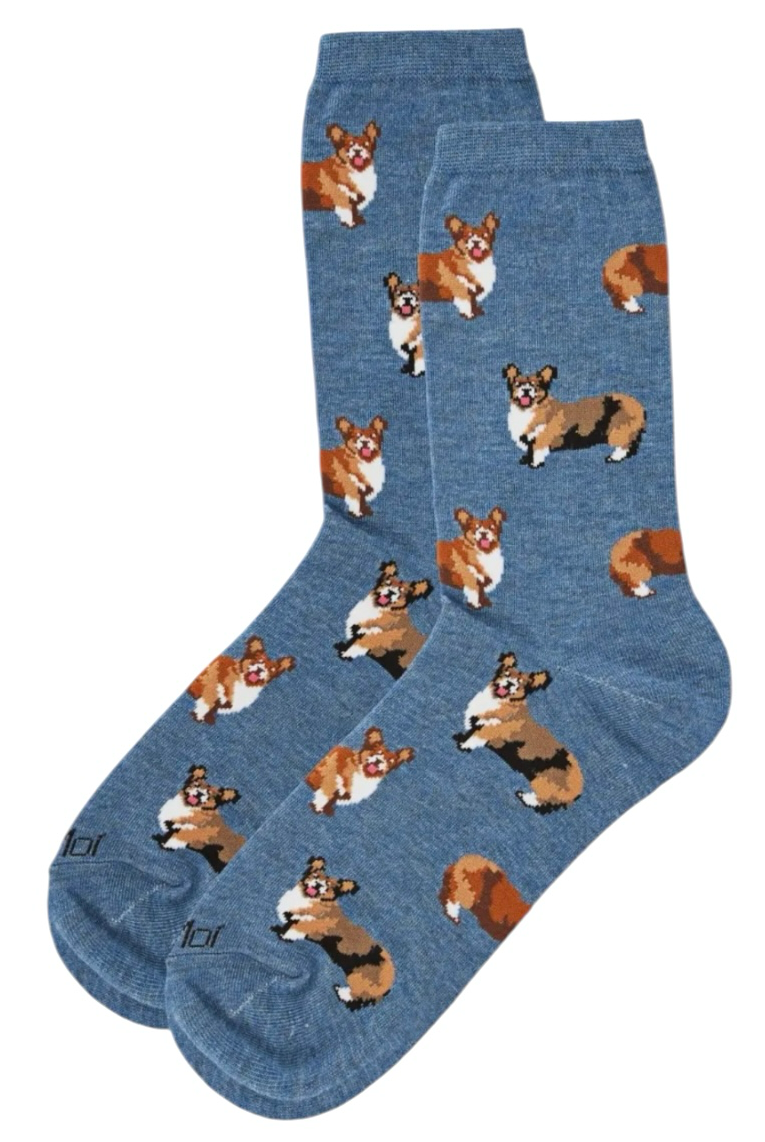 Memoi Brand Ladies WELSH CORGI Dog Socks - Novelty Socks And Slippers