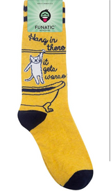 FUNATIC Brand Unisex CAT Socks HANG IN THERE IT GETS WORSE’ - Novelty Socks And Slippers