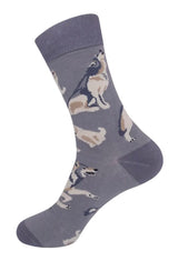 GRAY WOLF Adult Unisex Socks FUNATIC Brand Wolves All Over - Novelty Socks And Slippers
