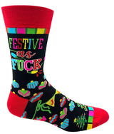 FABDAZ Brand Men’s FESTIVE AS FUCK CHRISTMAS Socks - Novelty Socks And Slippers