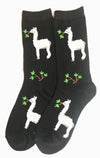 FOOZYS Brand Ladies LLAMA Socks Black With LLAMAS - Novelty Socks And Slippers