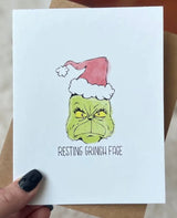 Sassy Christmas Greeting Card RESTING GRINCH FACE - Novelty Socks And Slippers