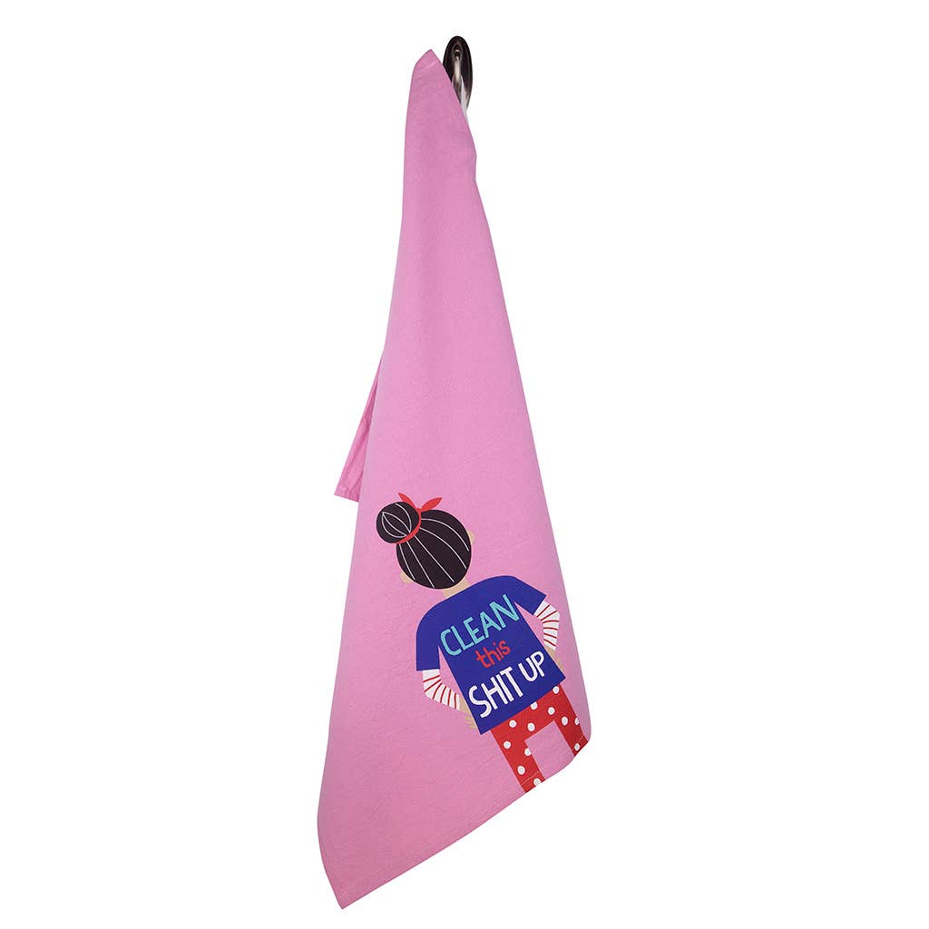 CLEAN THIS SHIT UP Kitchen Tea Towel FUNATIC Brand - Novelty Socks And Slippers