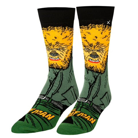 THE WOLF MAN MEN’S 360 UNIVERSAL MONSTERS HALLOWEEN SOCKS ODD SOX BRAND