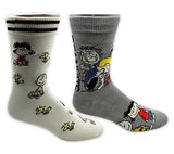 PEANUTS GANG Men’s 2 Pair Of Socks LINUS, SCHROEDER, FRANKLIN, LUCY, CHARLIE BROWN - Novelty Socks And Slippers