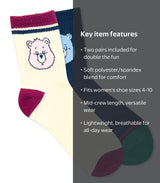 CARE BEARS Ladies 2 Pair Of Crew Socks Grumpy Bear & Cheer Bear