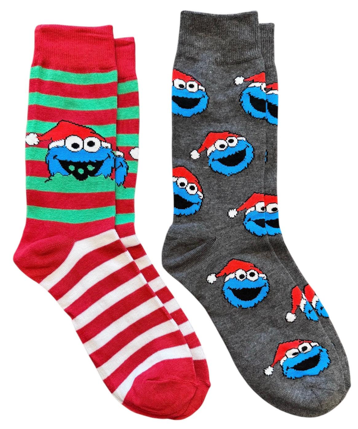 SESAME STREET Men’s Cookie Monster Christmas 2 Pair Of Socks - Novelty Socks And Slippers