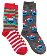 SESAME STREET Men’s Cookie Monster Christmas 2 Pair Of Socks - Novelty Socks And Slippers