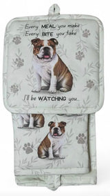 DOG & CAT 3 Piece Oven Mitt & Tea Towel Set By E&S Pets (CHOOSE BREED) - Novelty Socks And Slippers