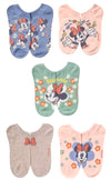 DISNEY Ladies MINNIE MOUSE 5 Pair Of No Show Socks With FLOWERS & BOWS - Novelty Socks And Slippers