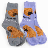 FOOZYS BRAND Ladies 2 Pair Of SHAR PEI Dog Socks - Novelty Socks And Slippers