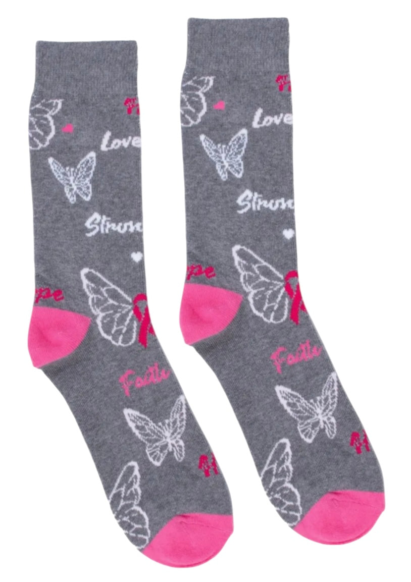 PARQUET Brand Ladies BREAST CANCER AWARENESS Socks ‘Faith’, ‘Hope - Novelty Socks And Slippers