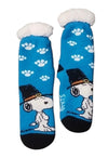 PEANUTS LADIES PILGRIM SNOOPY SHERPA LINED GRIPPER BOTTOM THANKSGIVING SLIPPER SOCKS