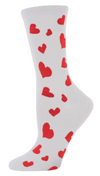 MeMoi Brand Ladies HEARTS AFLUTTER Valentines Day Socks Red Hearts All Over - Novelty Socks And Slippers