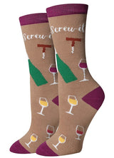 SOCK HARBOR Brand Ladies Wine Socks SCREW IT - Novelty Socks And Slippers